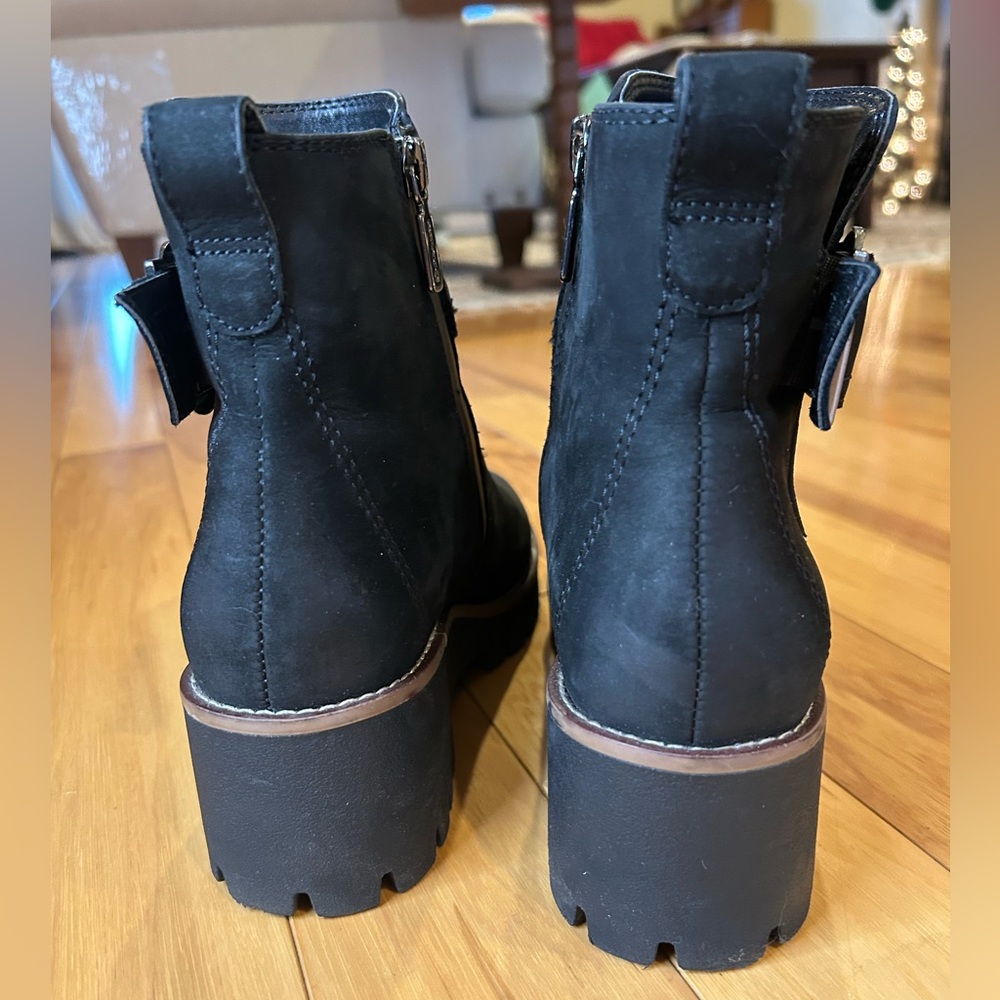 Blondo Waterproof Nubuck Leather Black Ankle Boots with Silver Buckle for Women - Picture 9 of 15